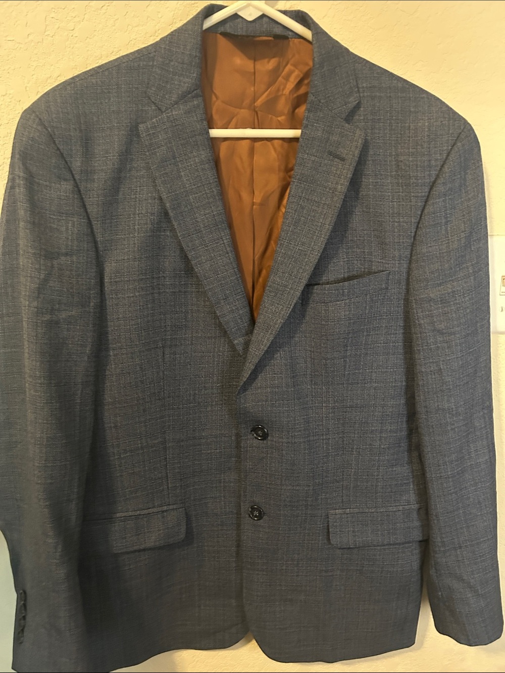 Jos A. Bank Men's Navy Textured Two-Button Blazer lightweight WOOL